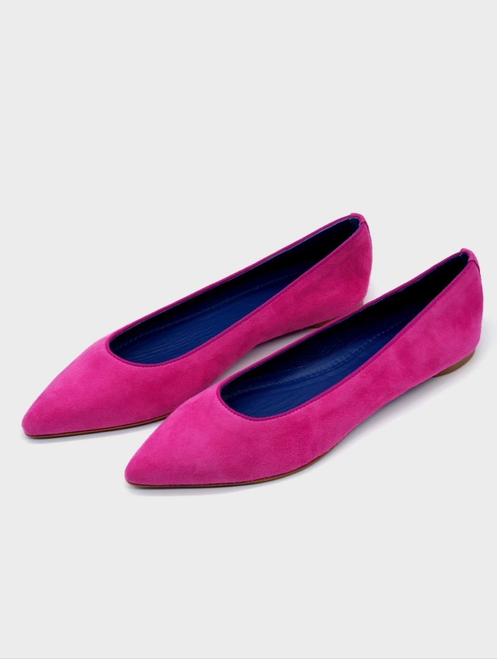 Nur Italy The Margherita Suede Pointed Toe Flats in Bari Fuschia